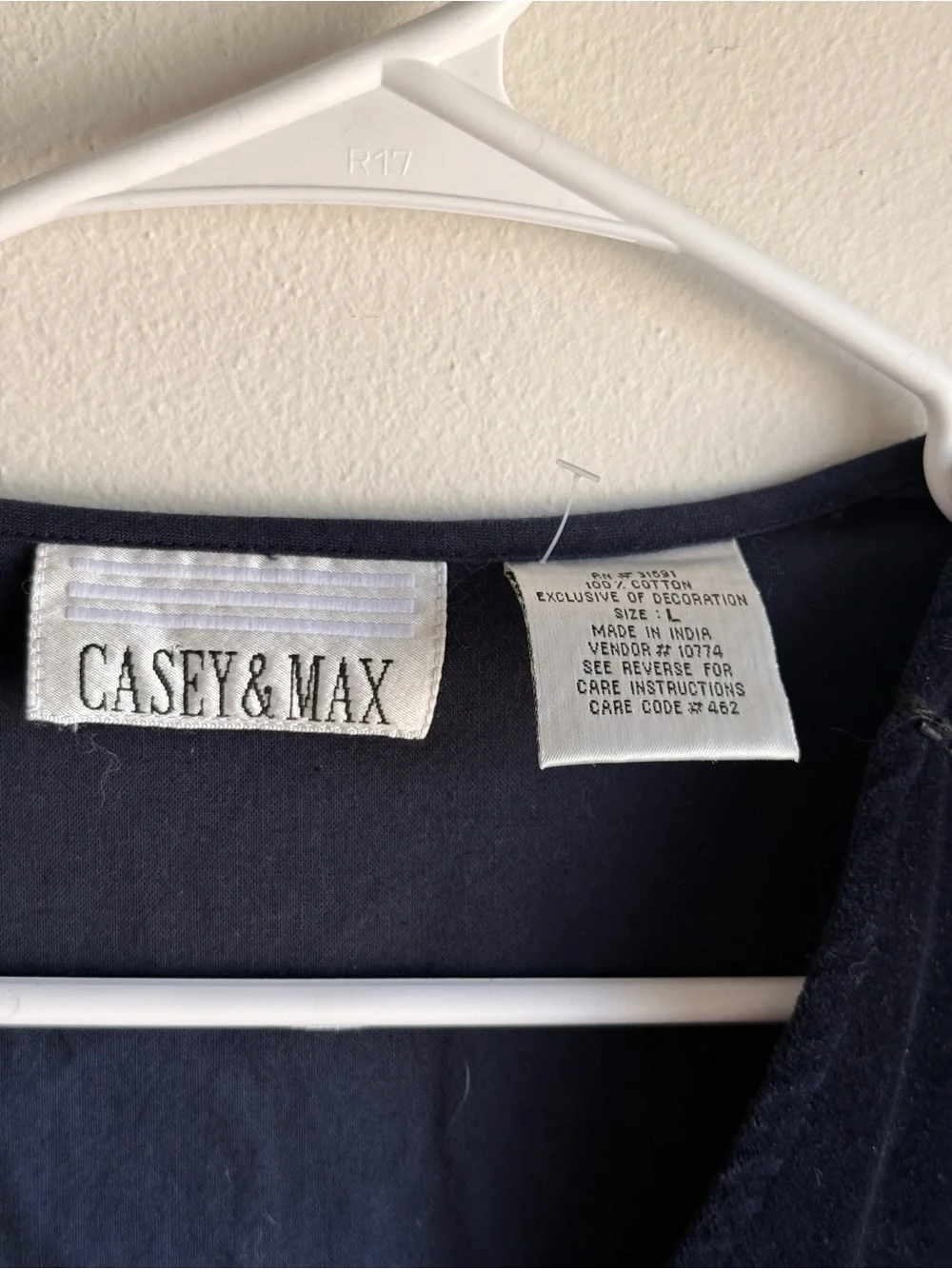 Casey & Max Beaded Sequin Vest Navy Blue Embroidered 100% Cotton Size L